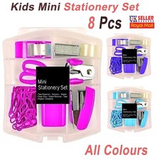 8pcs Mini Colour Stationery School Set Stationary Maths In Clear Plastic Case