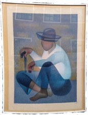 Lithographie originale signée Louis Toffoli "Le Solitaire"