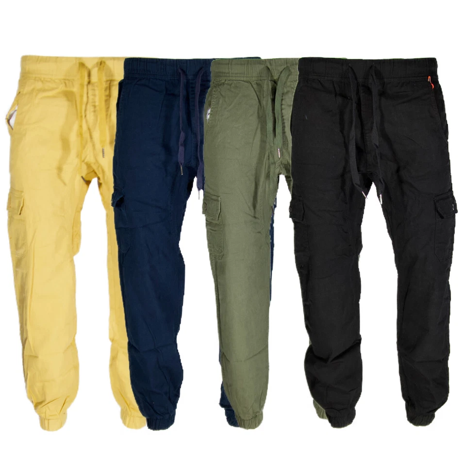 Pantalones cargo para hombre cintura relajada pierna recta cordón cintura pantalones informales