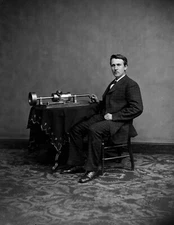 1880's Thomas Edison with Early Phonograph Vintage Photograph - 8.5" x 11" Repro