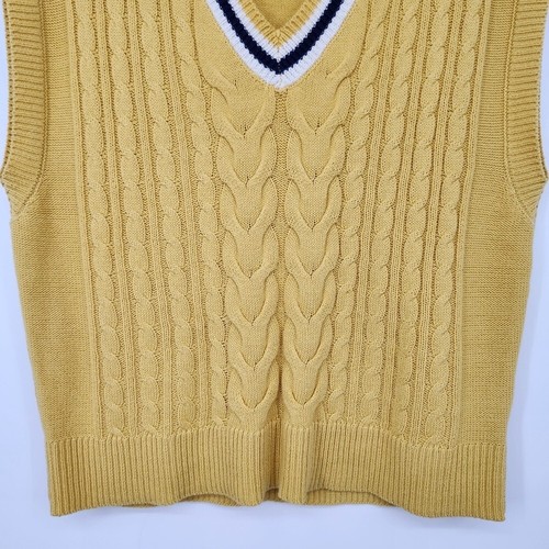 Wild Fable Damen Pullover Weste Größe M Gelb Oversized Varsity Americana Preppy - Bild 3 von 6