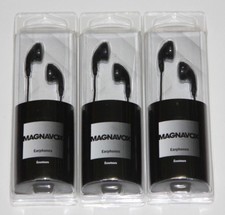 LOT 3 MAGNAVOX EARPHONES CLEAR SOUND 13MM DRIVER MHP4804-BK BRAND NEW