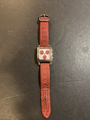 Coach 0253 Square Steel Chronometer Watch Khaki Signature 