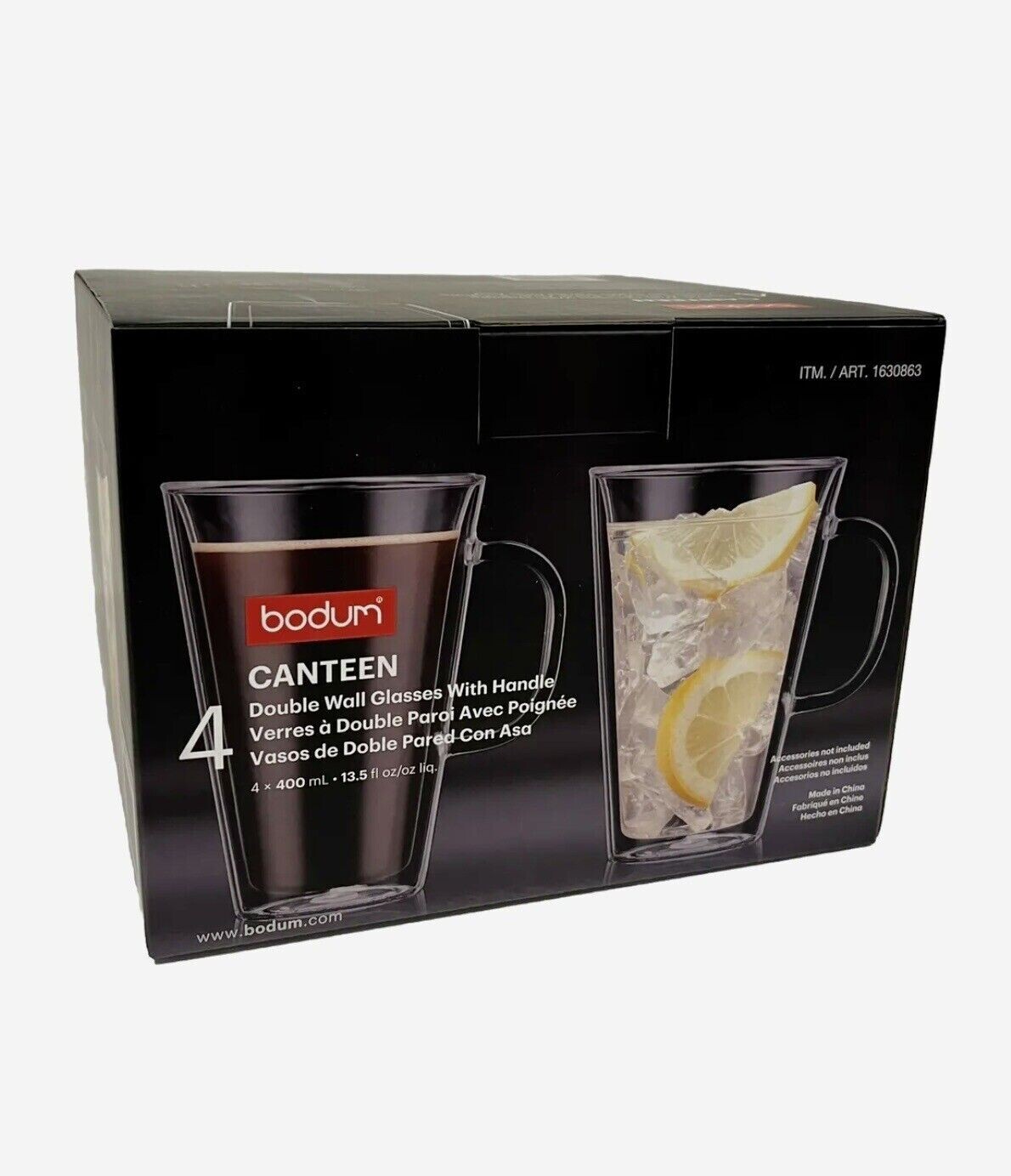 Bodum Canteen Double Wall Mugs 4pc Set Dishwasher Microwave Safe Heat Resistant eBay