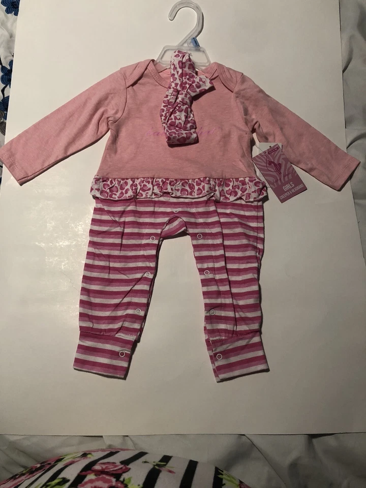 Baby Phat 女孩爬行裤和头带 6/9 个月全新带标签(A) — 第 2/4 张图片