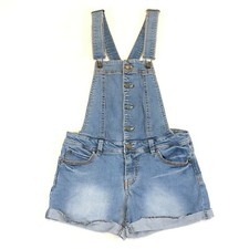 Tinseltown Denim Cut Off Cuffed Bib Overall Jean Shorts Light Wash Juniors Sz S