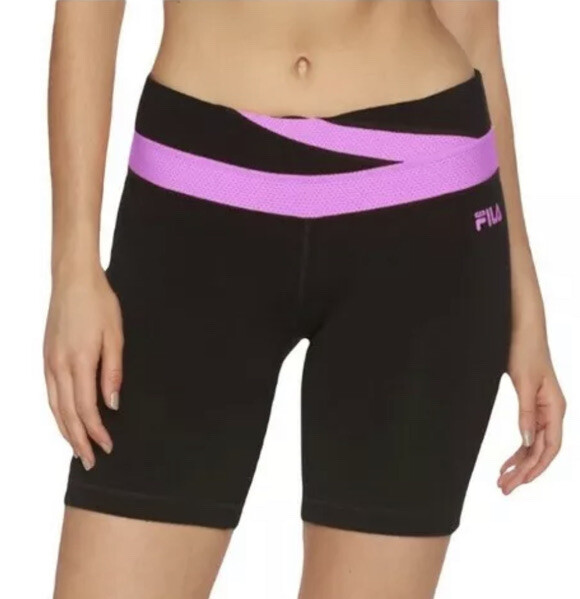 New NWT FILA Sport Flash Short Women's Size Small Black Lilac Moisture Wicking