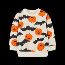 Toddler Halloween Pumpkin Print Crew Neck Pullover Sweater- Multiple Sizes-New