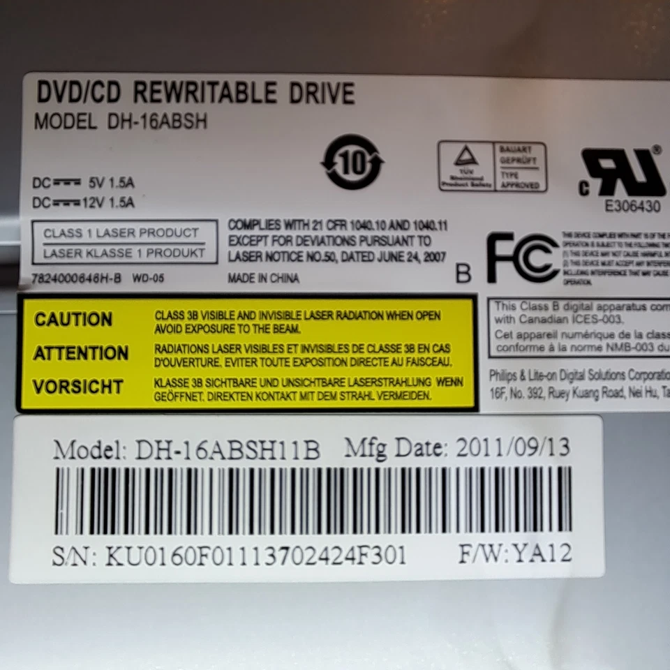 DVD/CD Rewritable Drive DH-16ABSH Gateway, Acer, Emachines - Image 2 of 4