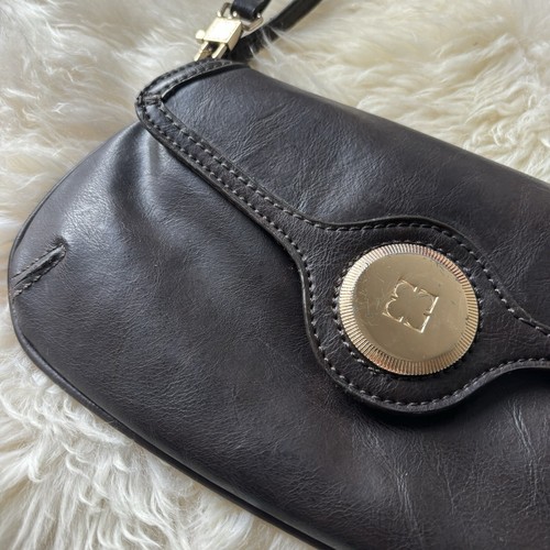 Claiborne Mini Baguette Wristlet Shoulder Purse Clutch Brown Faux Leather Office - Picture 5 of 18