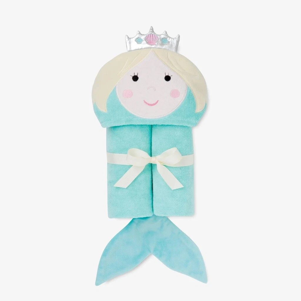 Elegant Baby Mermaid Hooded Baby Bath Wrap, 100% Cotton, Factory New