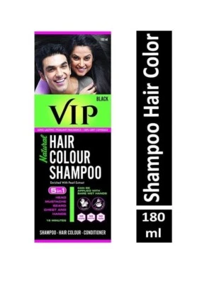 VIP 5-In-1 Natural Hair Color Dye Shampoo Conditioner Healthy Hair BLACK - 180ml
