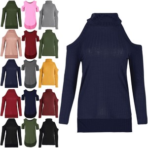 long sleeve cold shoulder mock neck sweater