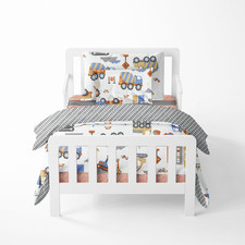 Bacati Construction Multicolor Boys Cotton 4 Piece Toddler Bedding Set 100