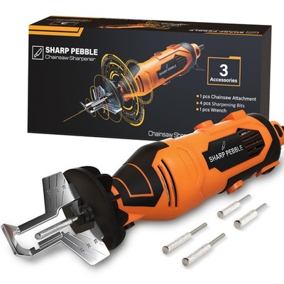 Sharp Pebble Electric Chainsaw Sharpener Kit - Comes with Chain Black/Orange
