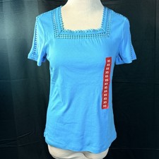 Rafaella Women’s Scalloped Neck and Sleeves Square Neckline 2.4.1 Tops XS NWT