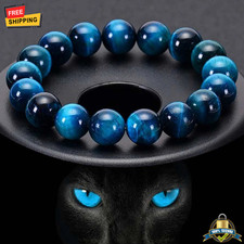 1Pc Blue Tiger Eye Stone Beaded Bracelet 6/8/10mm Natural Strand Jewelry