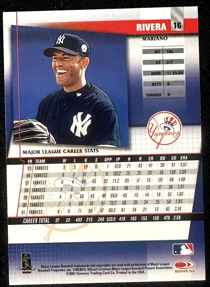 Mariano Rivera #16 2002 Donruss Fan Club New York Yankees - Image 2 of 2