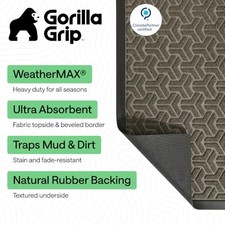 GORILLA GRIP WeatherMAX Door Mat, Indoor Outdoor Use, 35x23, Gray Geometric