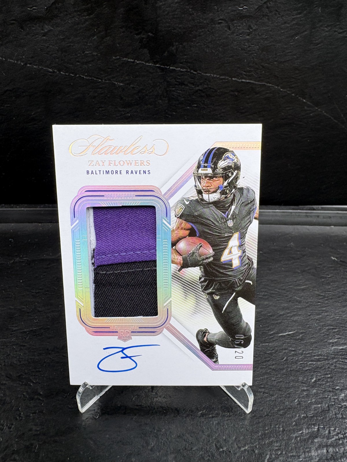 2023 Panini Flawless Zay Flowers Rookie Patch Auto Silver /20 view 1