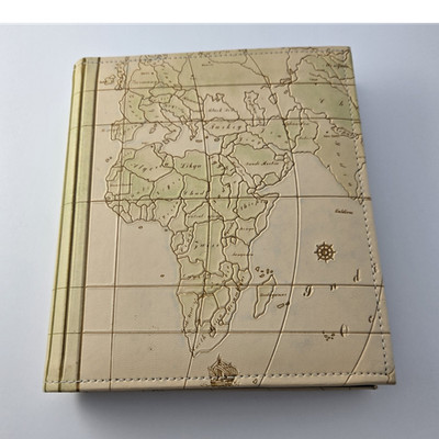 Hama World Map Travel Slip-in Photo Album 5 1/2x4 in Beige Faux Leather