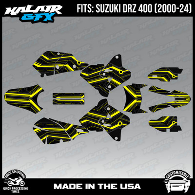 Graphics kit for Suzuki DRZ400 SM, S and E (2000-2024) Electron Series - Yellow
