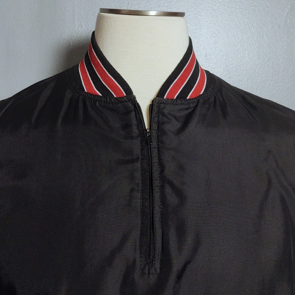 Pullover de Colección Años 90 Holloway Cortavientos 1/4 Cremallera Para Hombre XXL Forrado Bolsillos Negro EE. UU. Foto 4 de 4