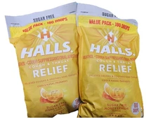 Halls Cough Suppressant, Cough & Throat Relief Sugar Free Honey Lemon, (2 PACK)