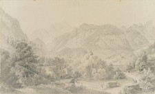 M. REISENEGGER (19.Jhd), Unken im Salzburger Saalachtal, Bleistift Romantik