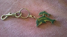 Seaworld  Silver Tone Enamel Dolphin With Baby Metal Key Chain