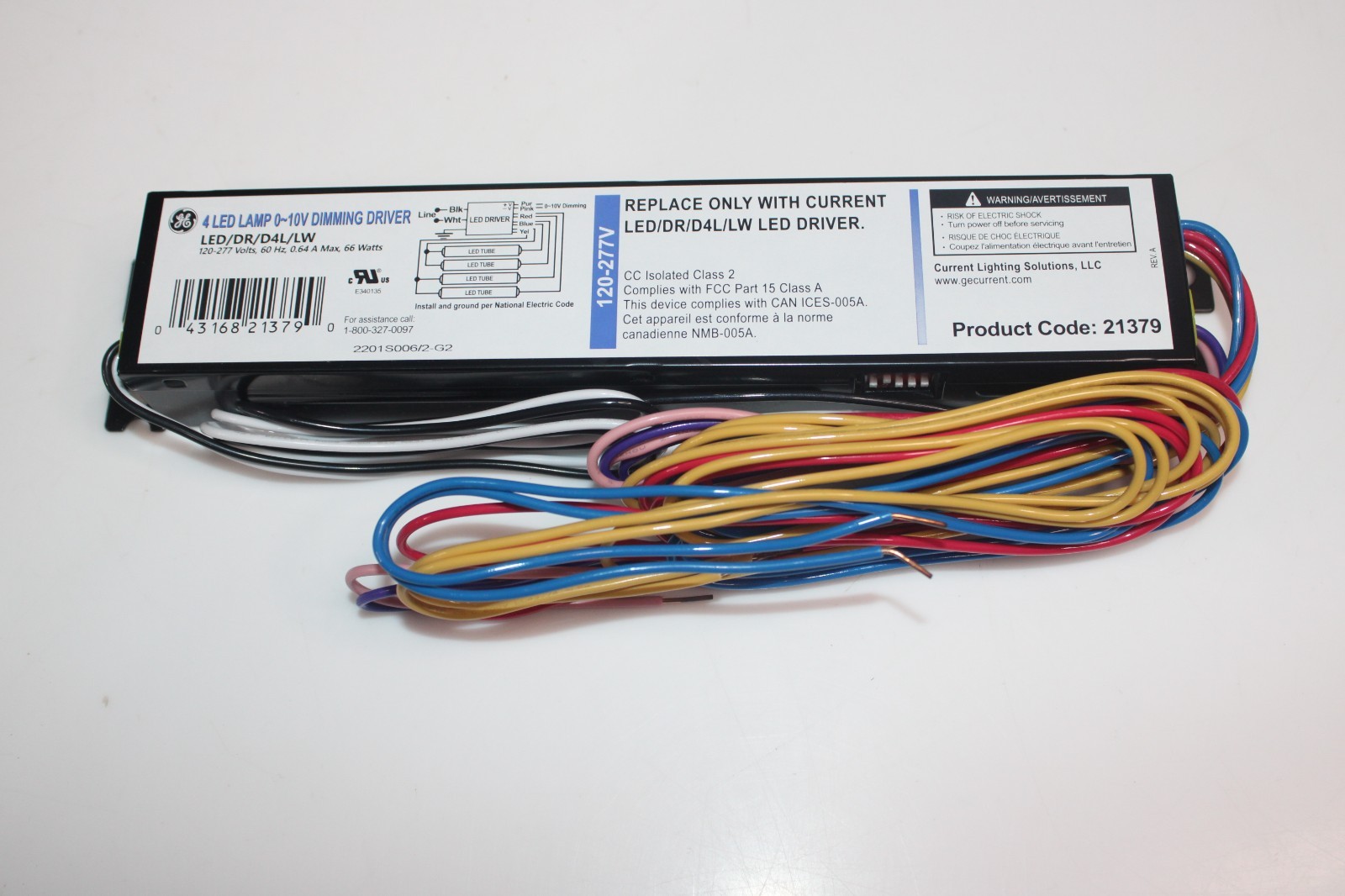 GE 4LED /DR/D4L/LW 120-277V 0-10V DIMMING DRIVER 4 LED LAMP #21379 1 each new