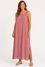 Oh My Gauze Sylvia Tank Dress Lagenlook size XL Pink Rose Sleeveless beachy USa