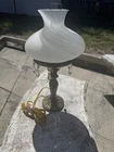 Vintage Style Hurricane Style Lamp Milk Glass Shade Brass Base Cottagecore
