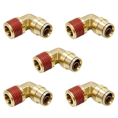 5PCS 3/8''OD x 3/8''NPT DOT Brass 90 Degree Swivel Elbow Air Brake Fitting Truck