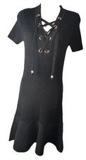 Michael Kors Collection Gorgeous black lace front short sleeve knit Dress Sz S