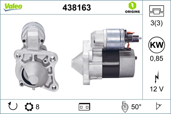Anlasser Motor 438163 Valeo FüR Renault Nissan Dacia 12V 8 ZäHne-image