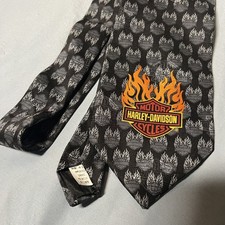 Harley Davidson 2004 Ralph Marlin Harley Logo Silk Tie Made in USA VTG Flame