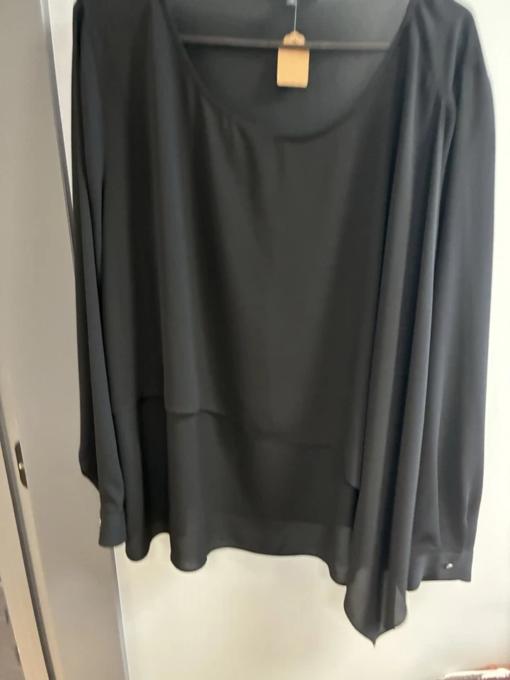 Alfani Black Layered Asymmetrical Hem Long Sleeve Blouse Size XXL - Image 2 of 4
