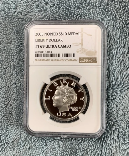 2005 $10 Liberty Dollar 1/2 OZ .999 Silver Medal USA NGC PF 69 UC
