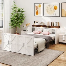 2-in-1 Folding Murphy Wall Bed Complete with Trundle and Mattresses