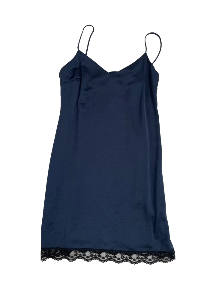 Blanca Vita Azul Marino Satén Alba Slip Vestido Encaje Para Mujer Reino Unido 8 - Imagen 1 de 4