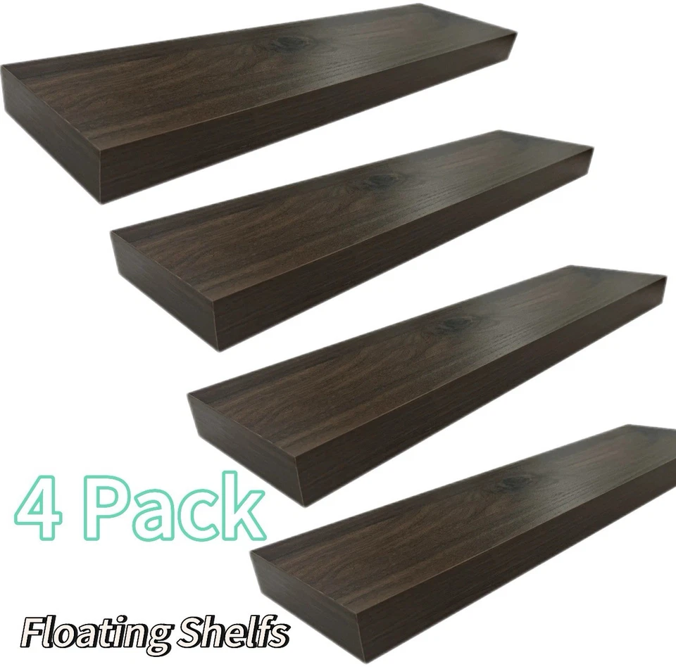Mainstays Walnut 23" Wood Floating Shelf 4 Pack SALE DEAL Hardware Included - Image 2 of 4