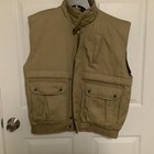 North Bay Men's Vest Fabric Lining Heavy Thick Insulated Khaki Full Zip Snaps