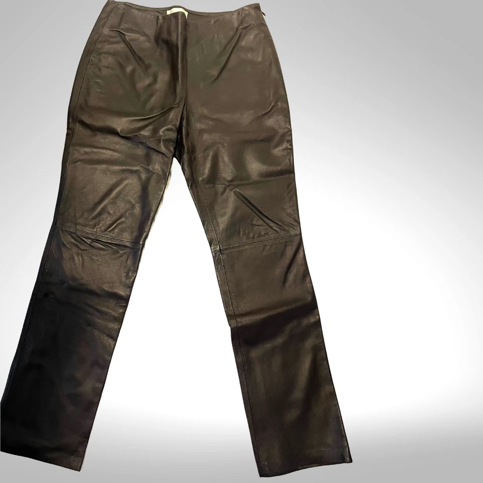 Pantalones de cuero Y2K marrón espresso corte bota cremallera lateral espejo mujer 8 de colección años 2000 Foto 2 de 4