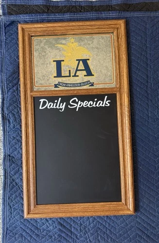 Vintage 1985 Budweiser LA Beer Menu Chalkboard Sign
