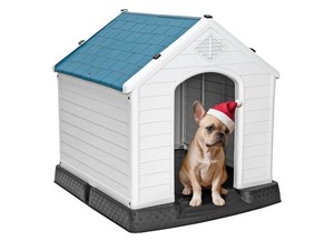 Plastic Dog House - Waterproof Dog Kennel with Air Vents and Elevated Floor