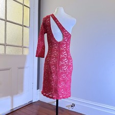 Wayne cooper red lace body con dress size 8