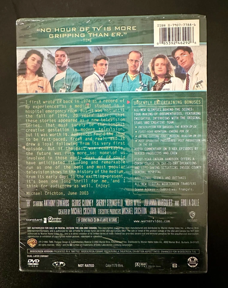 ER - The Complete First Season (DVD, 2003, 4-Disc Set) *NEW/SEALED* Foto 2 de 4