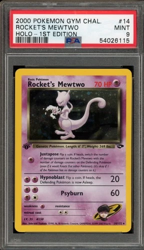 Pokemon Rocket's Mewtwo Gym Challenge 1st Edition Holo Rare #14 PSA 9 Mint