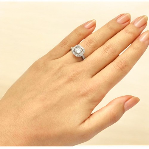 1.35 CT Asscher Cut IGI Certified Lab Grown Diamond Wedding Ring 14K White Gold - Picture 6 of 10